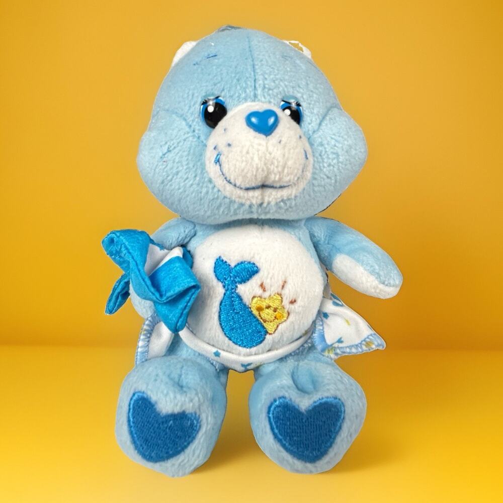 Y2K 2003 Care Bears Bedtime Bear Plush Blue Pajamas Blanket Moon Star